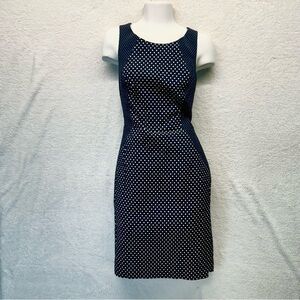 Banana Republic High Neck Polka Dot Sheath Dress, Navy Blue, Size Small Size 4